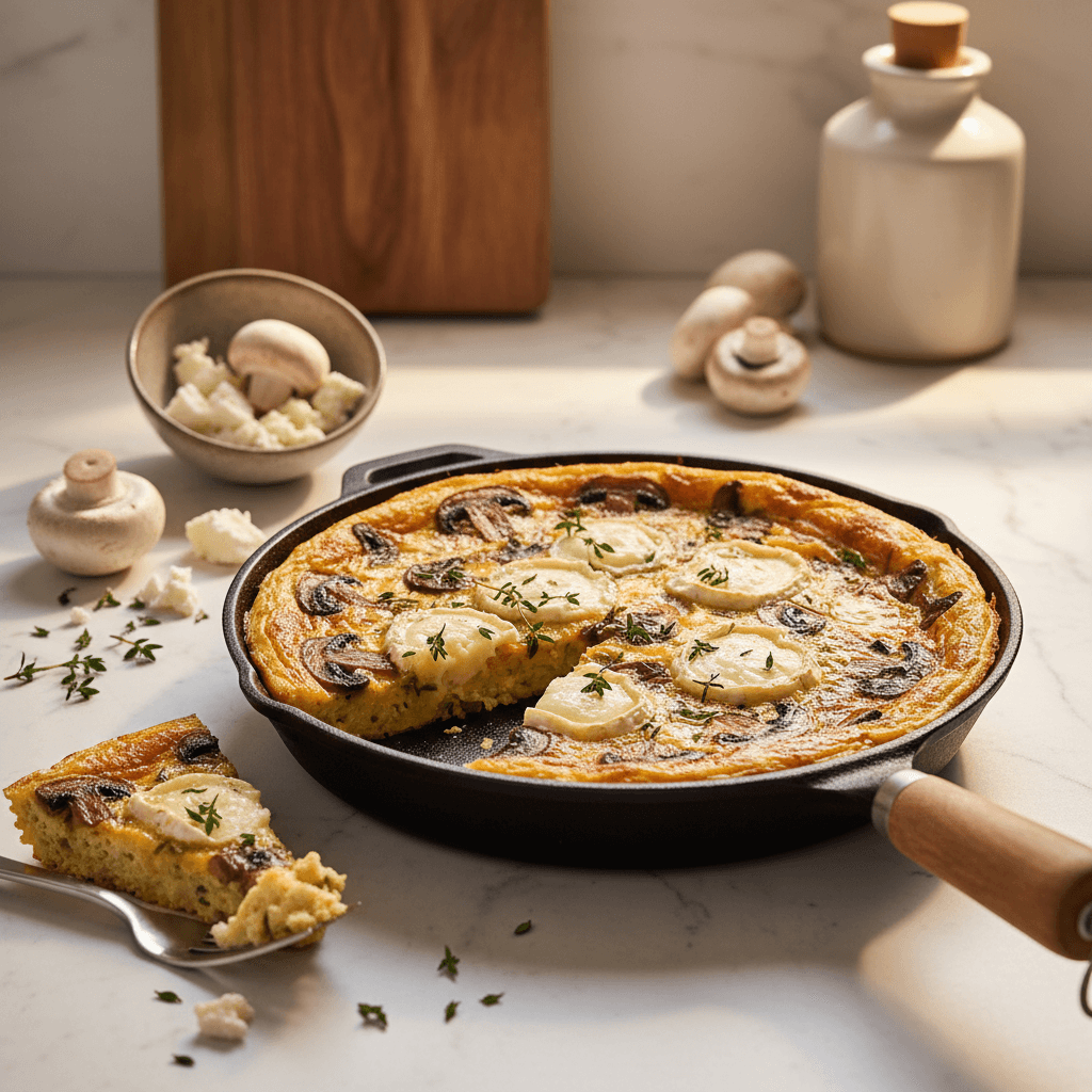 Frittata aux champignons et chèvre frais