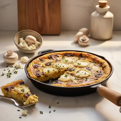 Frittata aux champignons et chèvre frais