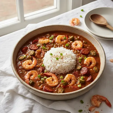 Gumbo aux crevettes et okra