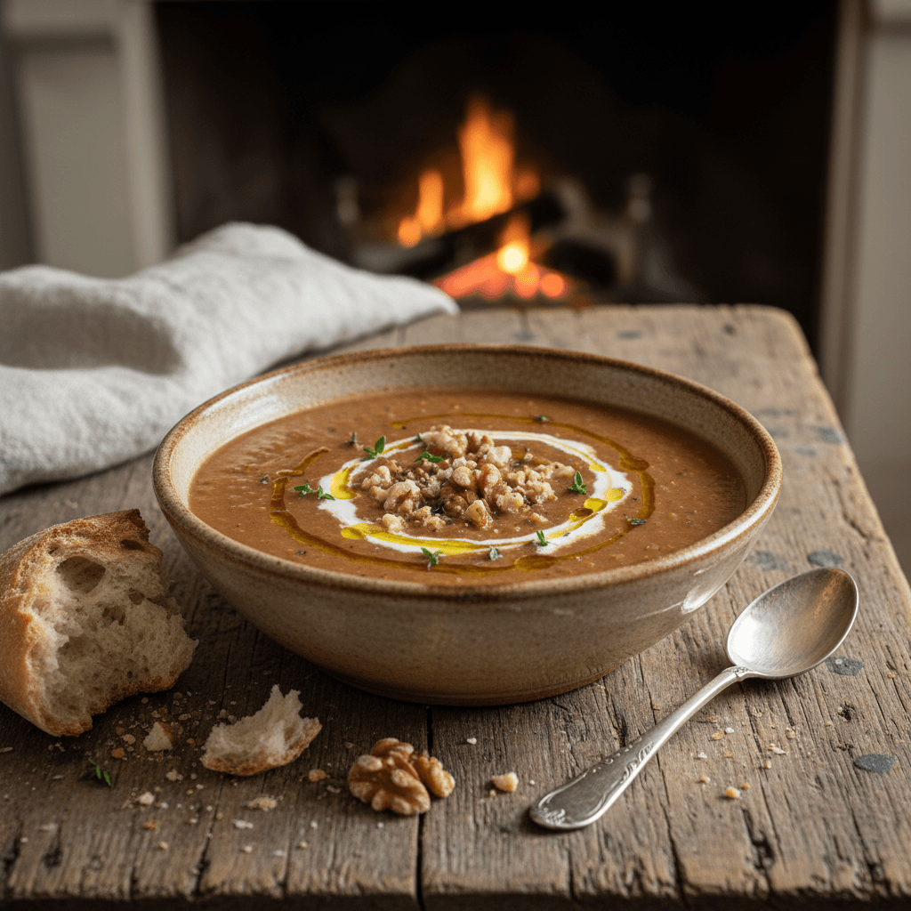 Creamy Lentil and Walnut Soup