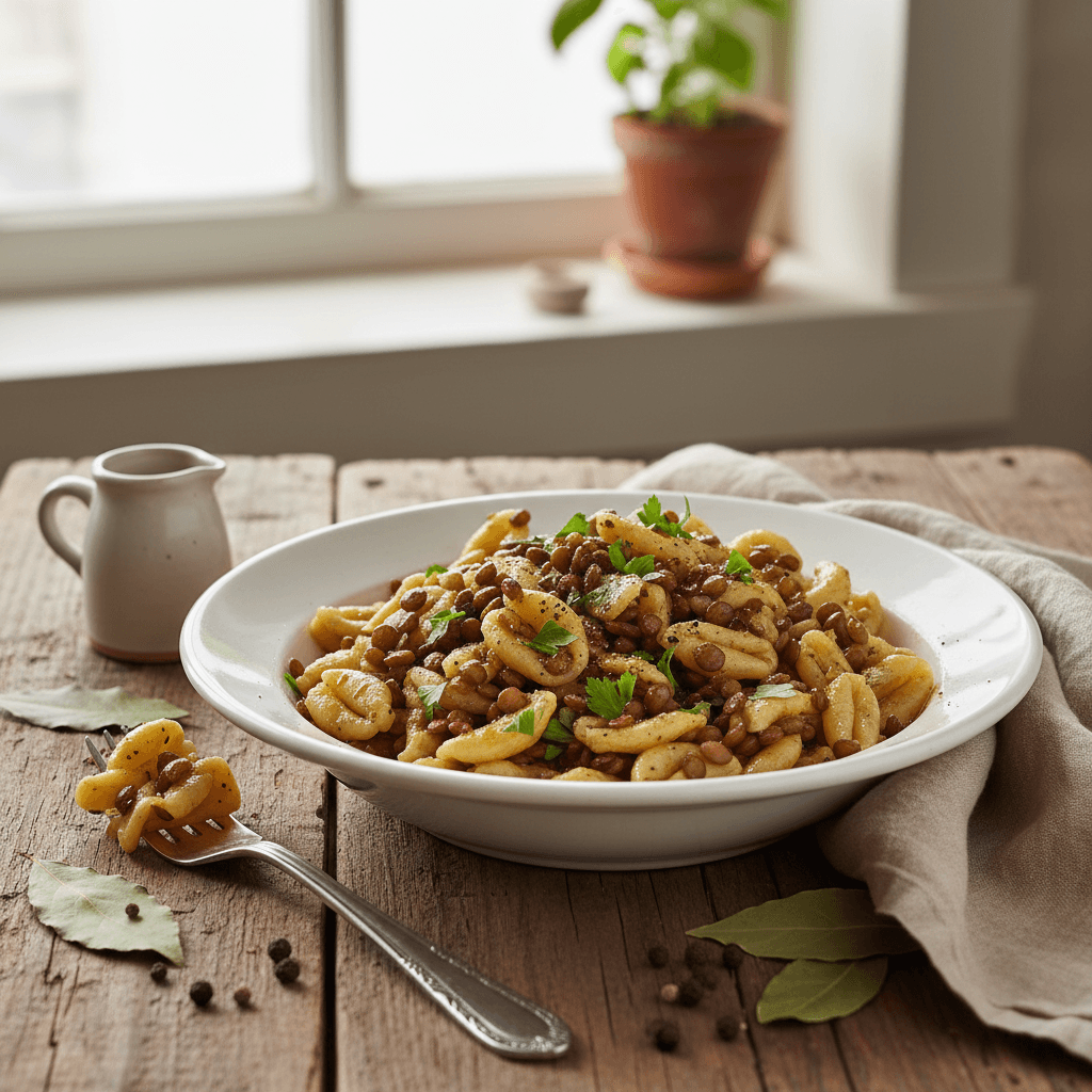 Simple Pasta with Olive Oil and Lentils