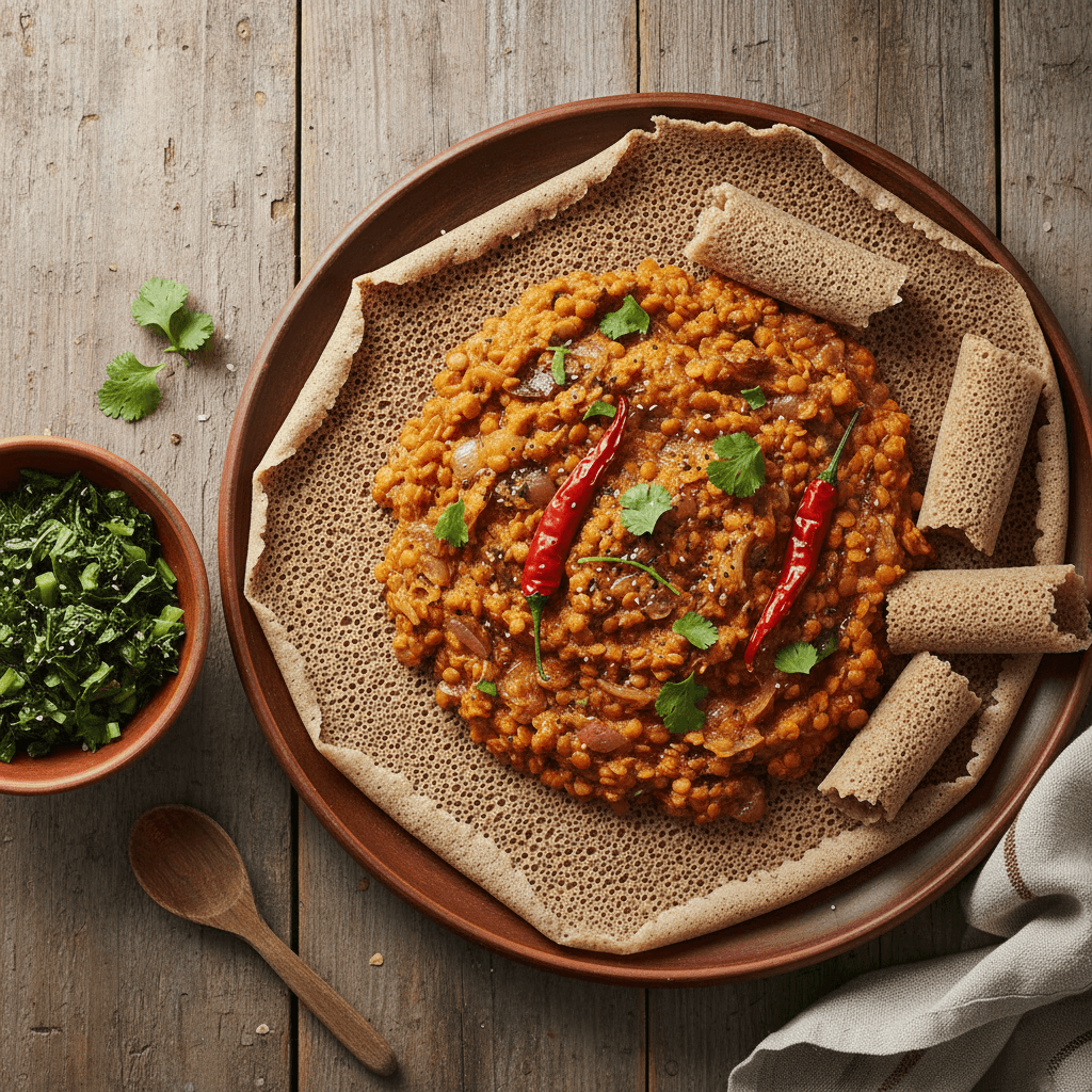 Injera aux Lentilles Rouges