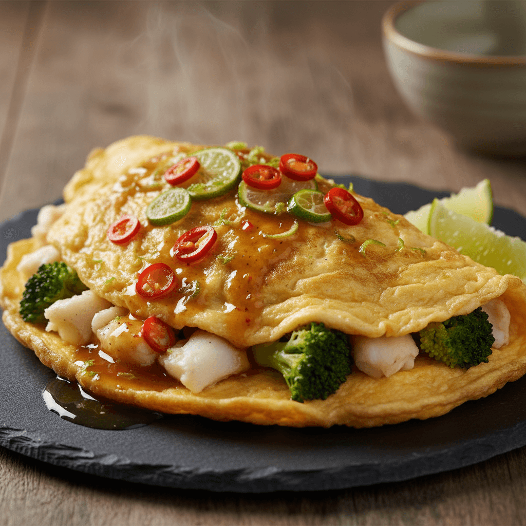 Omelette thaïe au crabe et brocoli