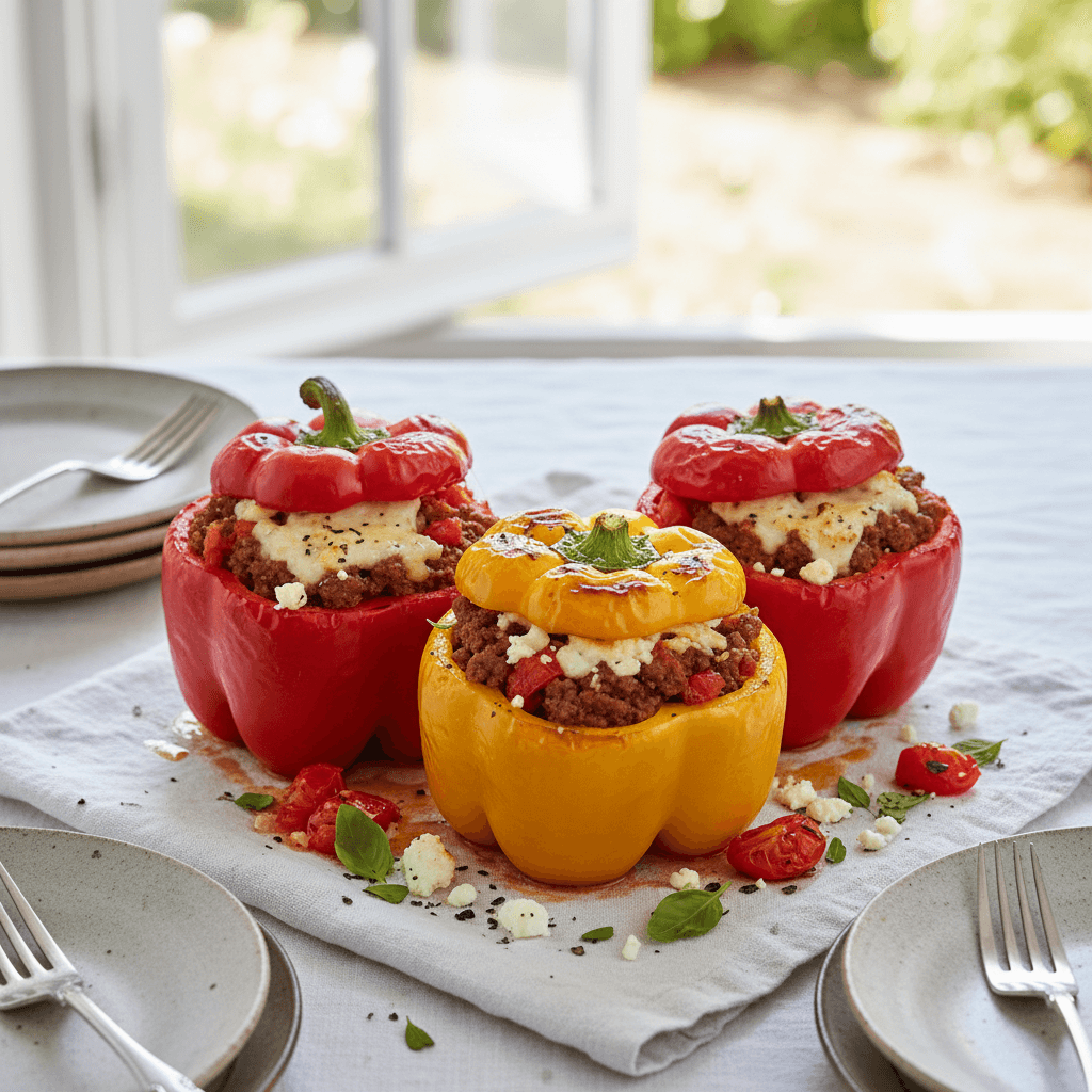 Poivrons farcis au bœuf et feta