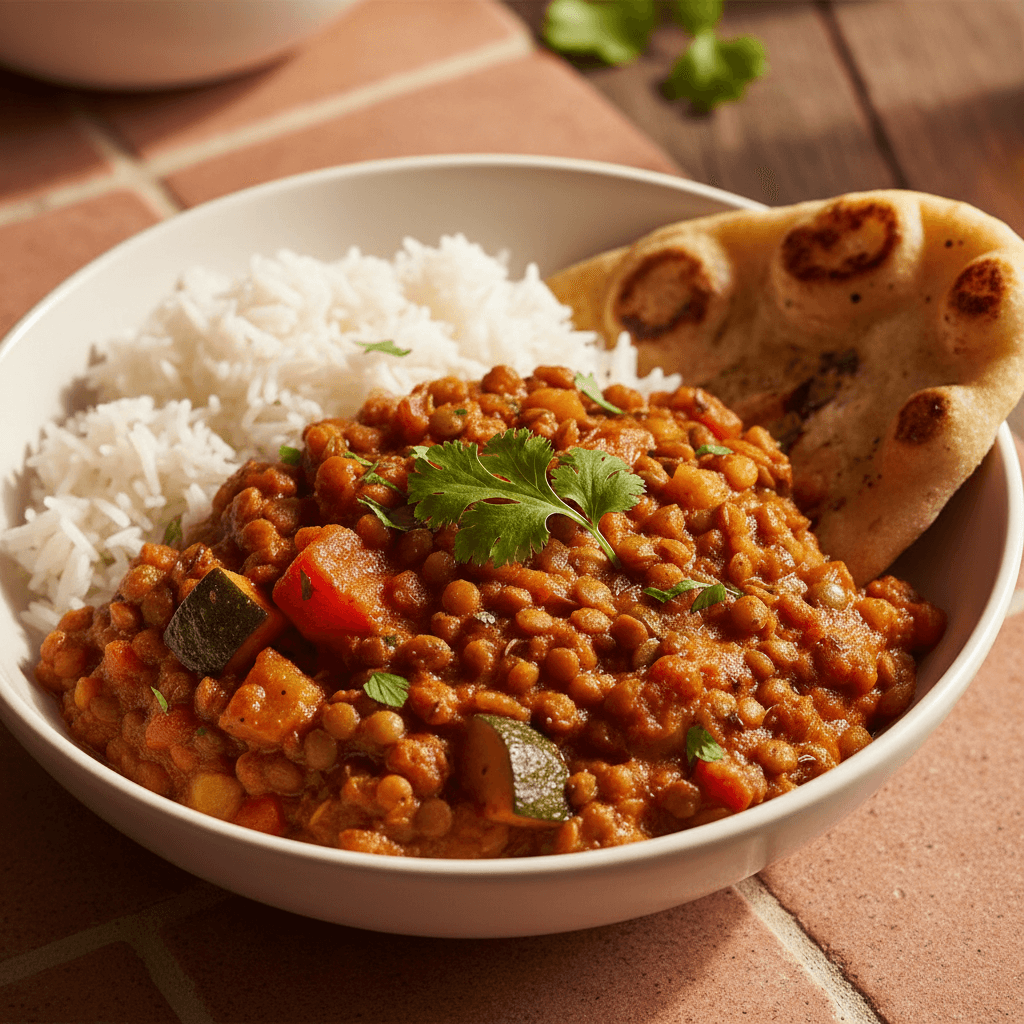 Curry vegan de lentilles et légumes