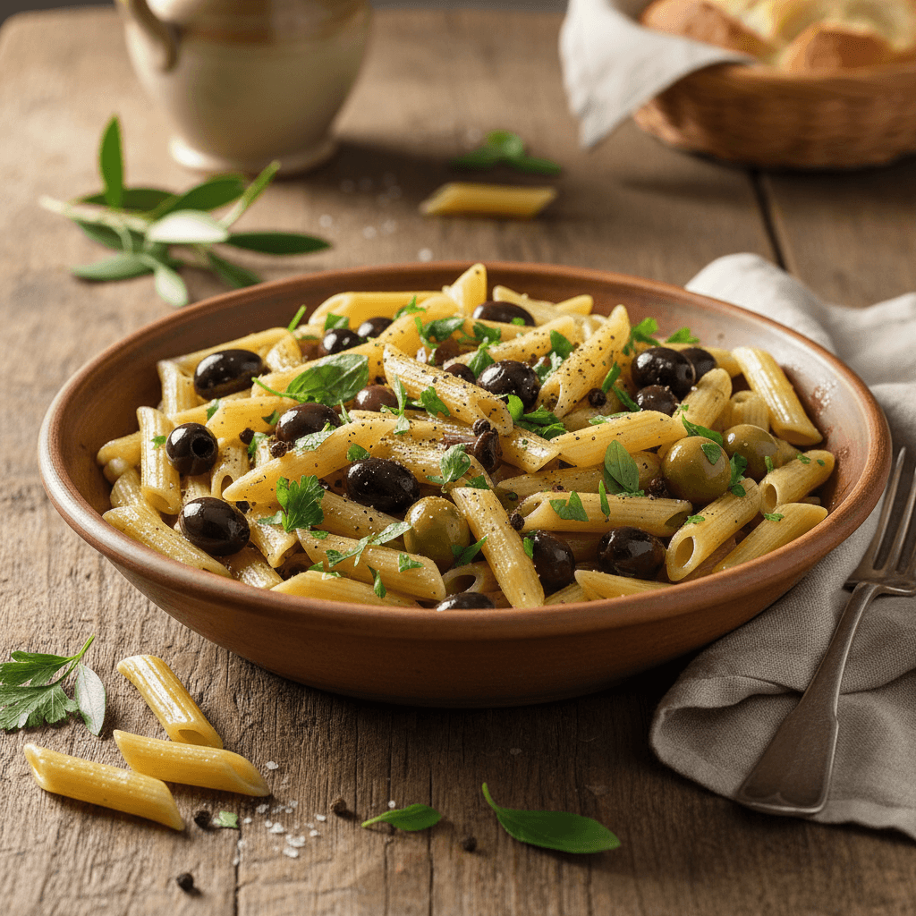 Penne aux Olives et Herbes