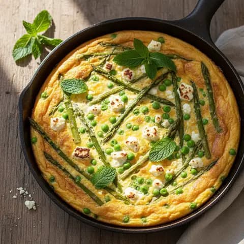Frittata asperges & petit pois à la feta