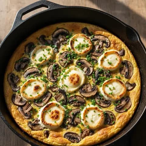 Frittata champignons & chèvre ciboulette