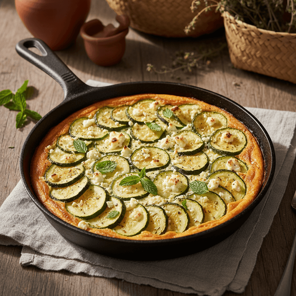 Frittata courgette & feta à la menthe