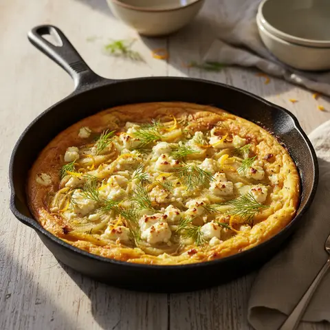 Frittata fenouil & orange feta aneth