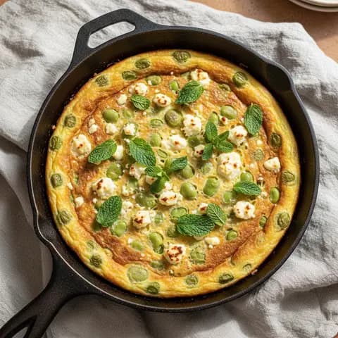 Frittata fèves & menthe à la feta