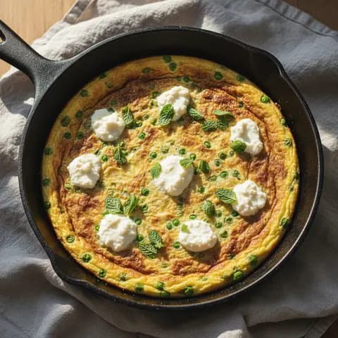 Frittata petits pois & ricotta menthe