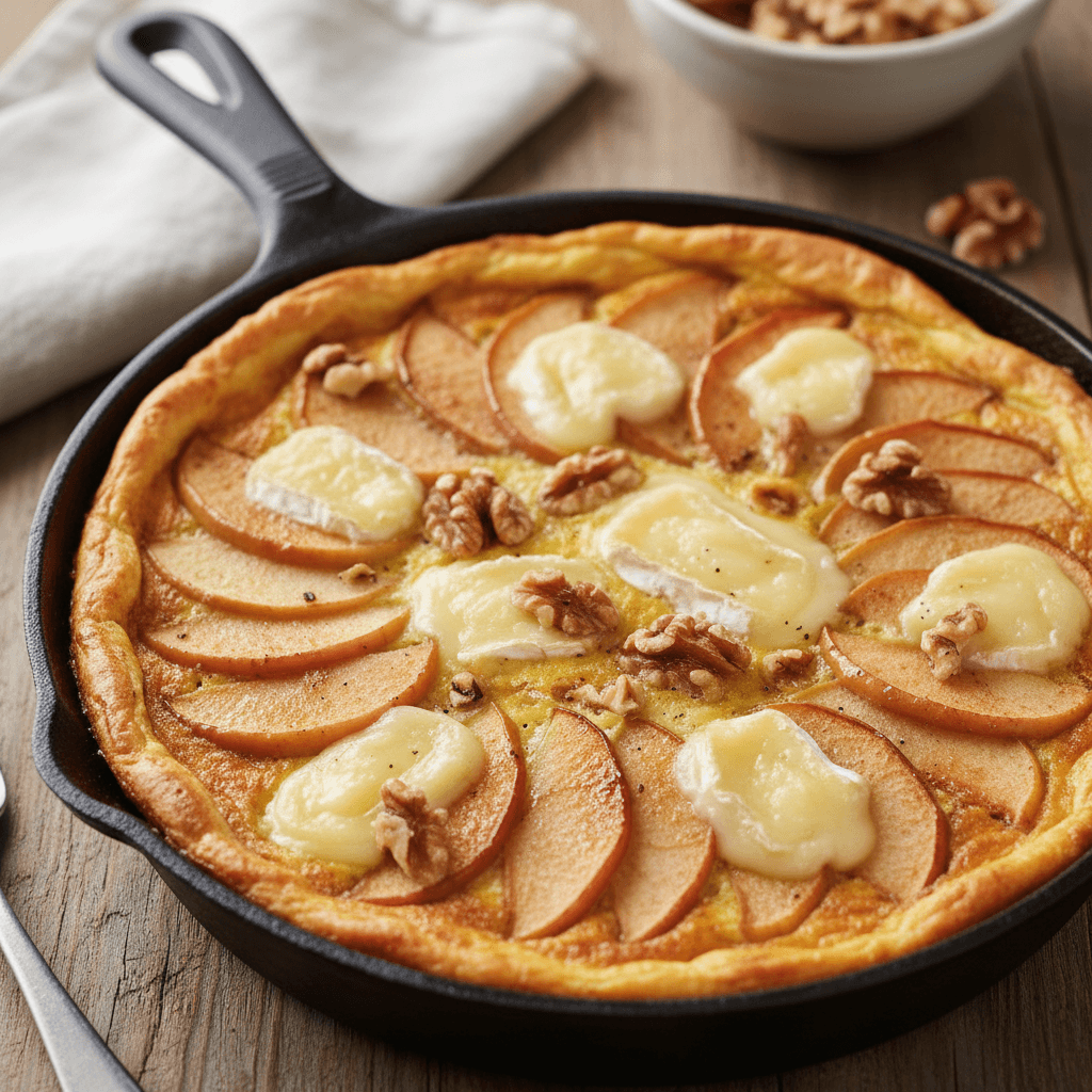Frittata pomme & brie aux noix caramélisées