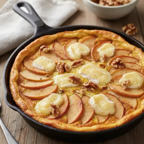 Frittata pomme & brie aux noix caramélisées