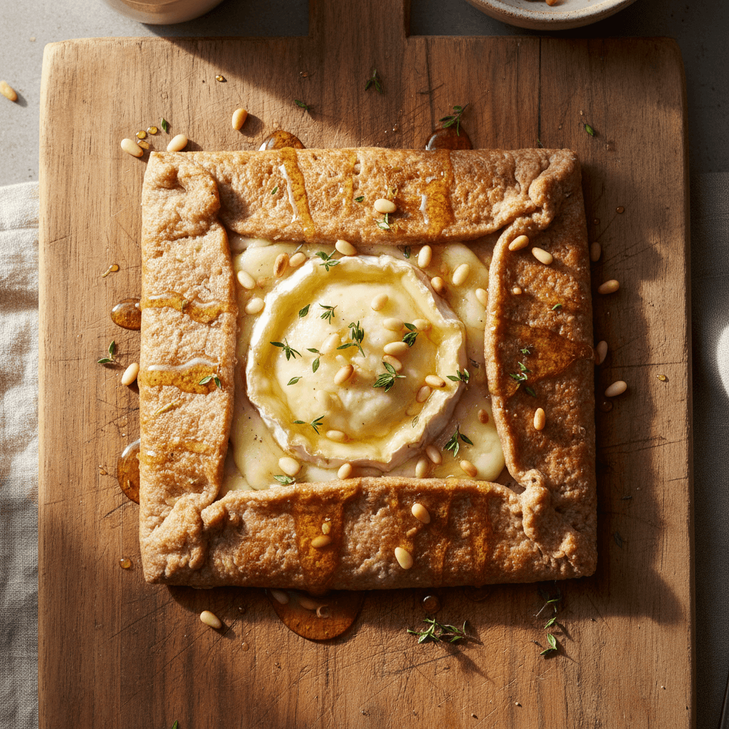 Galette bretonne chèvre & miel aux pignons