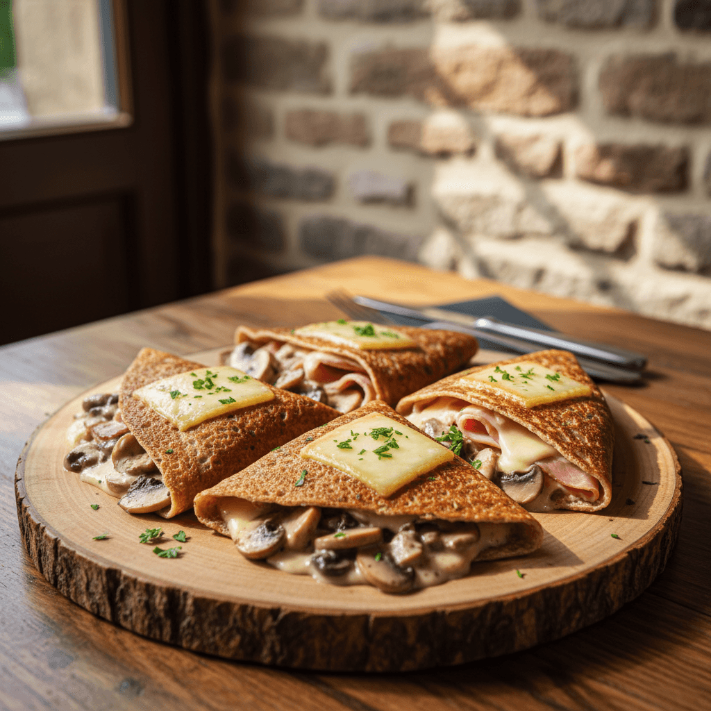 Galette sarrasin jambon & comté champignons crème