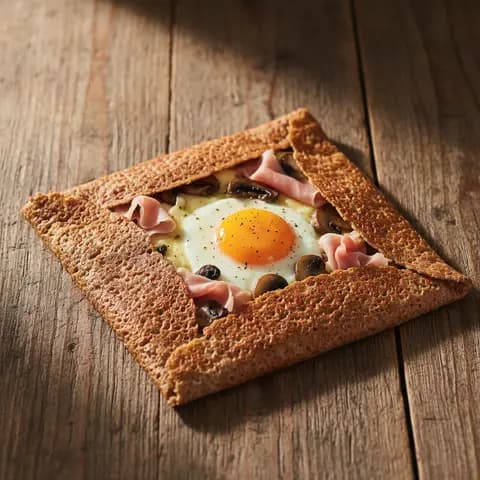 Galette sarrasin jambon & comté champignons œuf