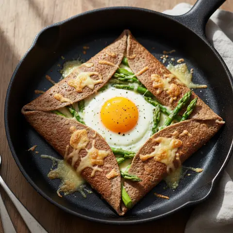 Galette sarrasin œuf & asperges à l'emmental