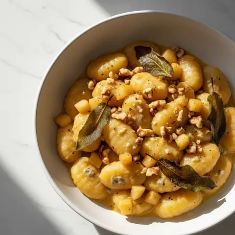 Gnocchi gorgonzola & poire noix sauge