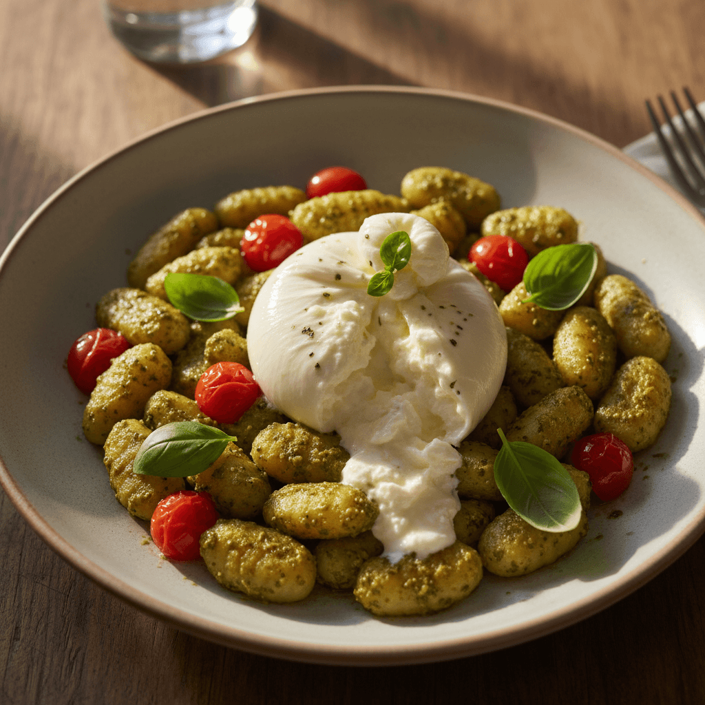 Gnocchi pesto & burrata tomate cerise