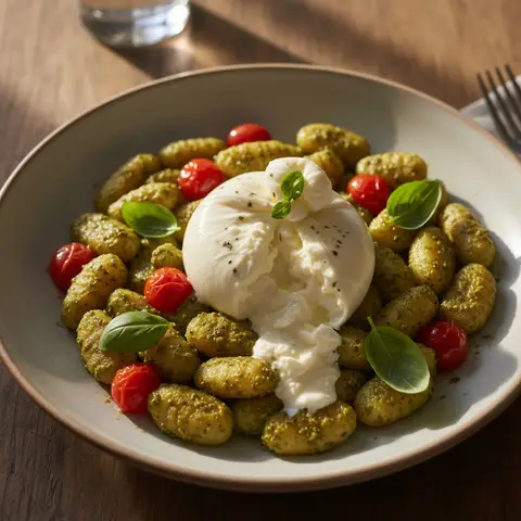 Gnocchi pesto & burrata tomate cerise