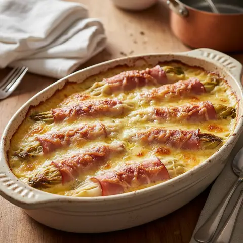 Gratin d'endives & jambon à la béchamel comté