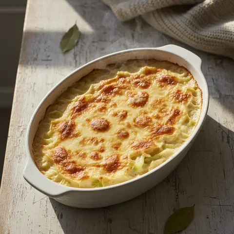 Gratin panais & poireau gruyère crème