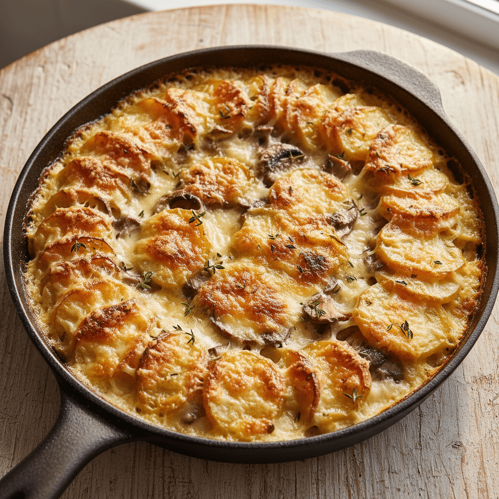 Gratin pomme de terre & champignons au comté crème