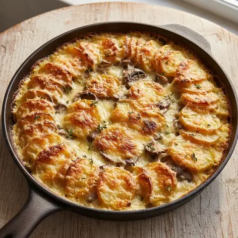 Gratin pomme de terre & champignons au comté crème