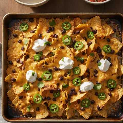 Nachos fromage fondu & haricots noirs pimentés