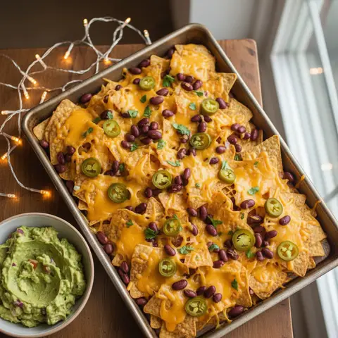 Nachos haricots rouges & jalapeño au cheddar avocat