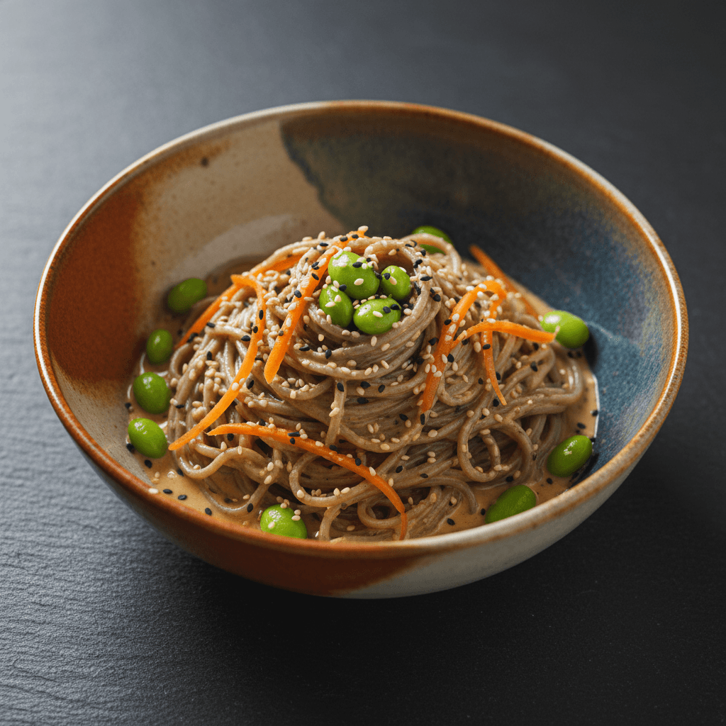 Soba & edamame carottes râpées sauce tahini sésame