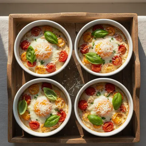 Œuf cocotte & tomate basilic parmesan