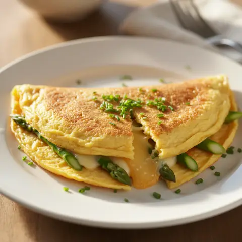 Omelette asperge & comté ciboulette