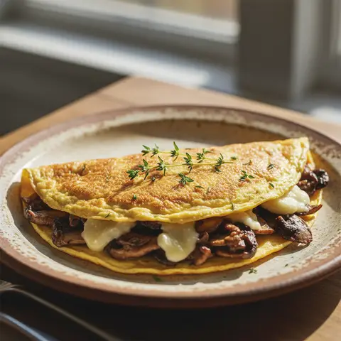 Omelette champignons & gruyère au thym