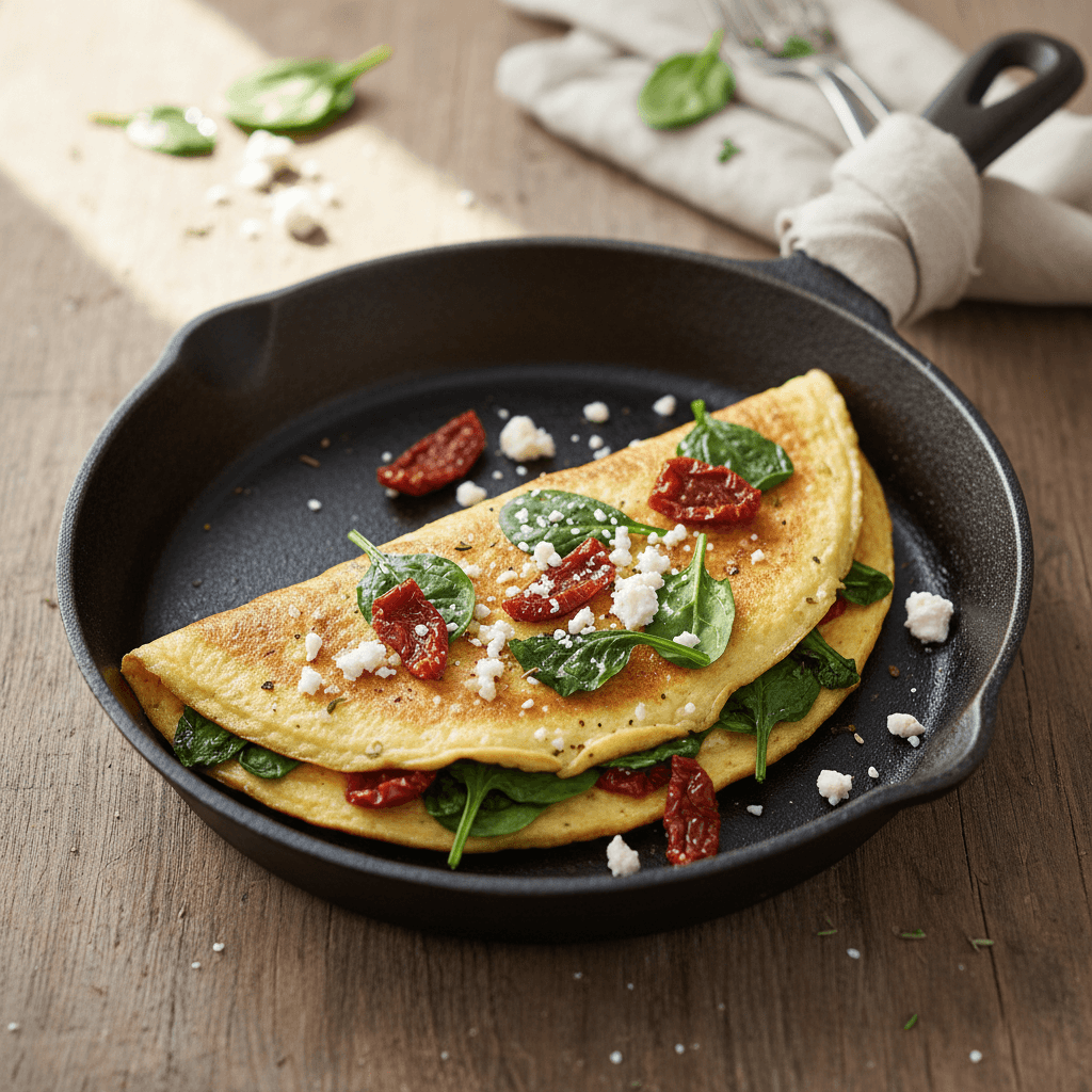 Omelette feta & épinards tomate séchée