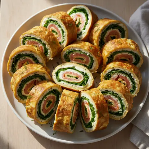 Omelette roulée épinards & saumon fumé aneth