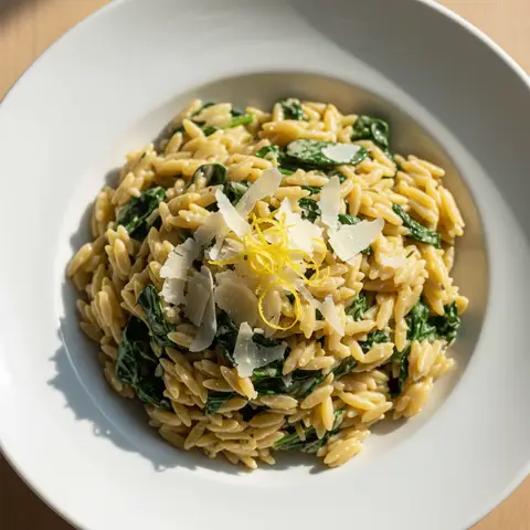One-pot orzo & épinards au citron parmesan