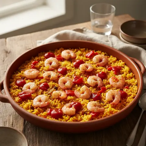 One-pot riz & crevettes tomate safran