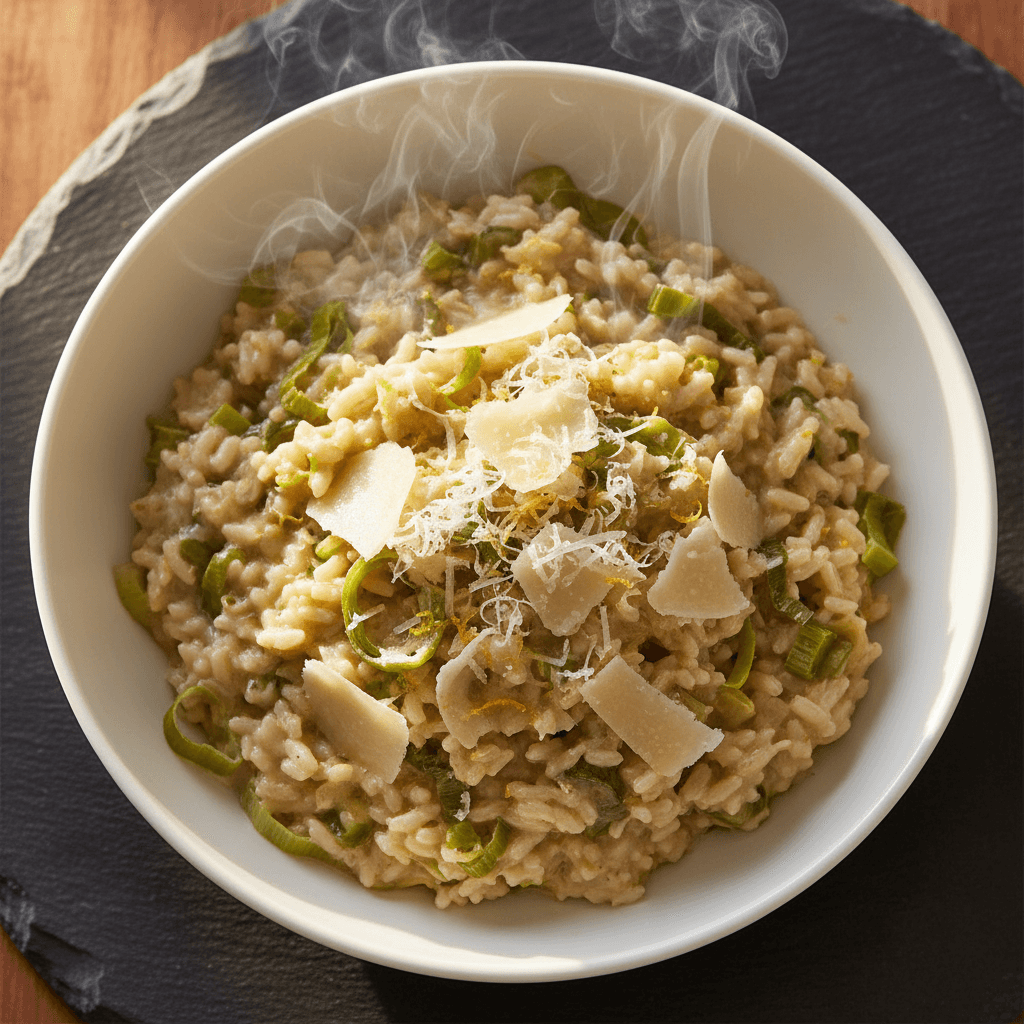 One-pot riz & poireau parmesan citron