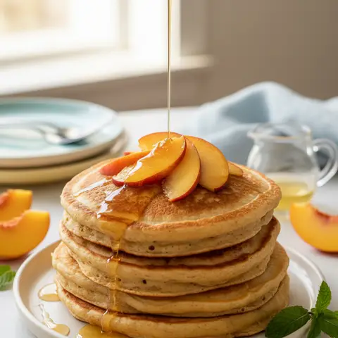 Pancakes ricotta & pêche au miel