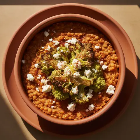 Bowl lentilles corail & romanesco citron feta