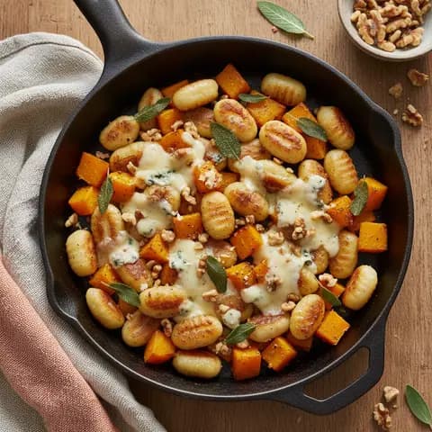 Poêlée gnocchi & courge butternut au gorgonzola noix