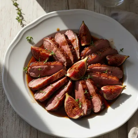 Poêlée magret de canard & figues au balsamique thym