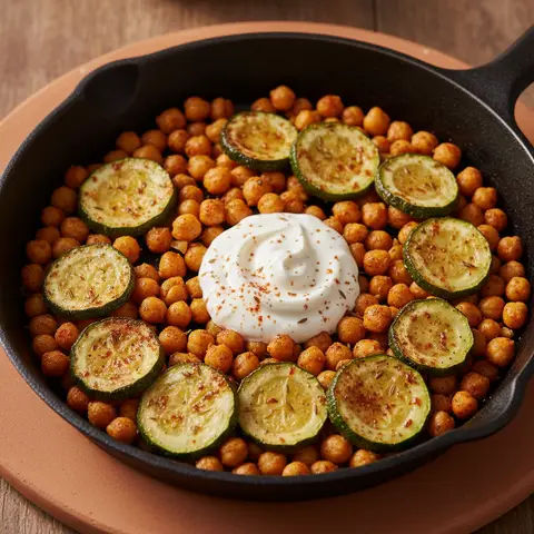 Poêlée pois chiches & courgette au cumin citron