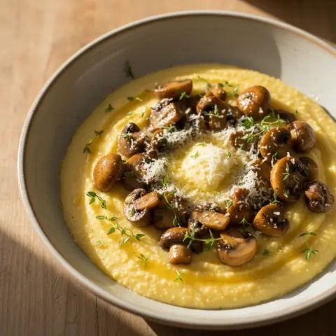 Polenta crémeuse & champignons au parmesan