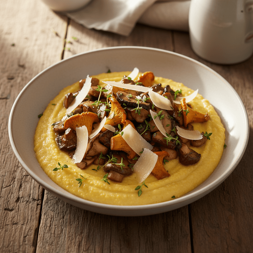 Polenta crémeuse & champignons sauvages au parmesan