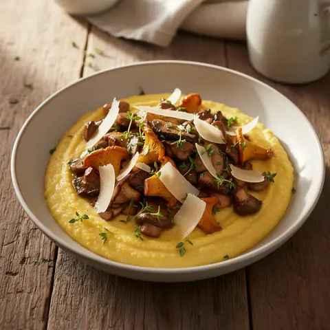 Polenta crémeuse & champignons sauvages au parmesan
