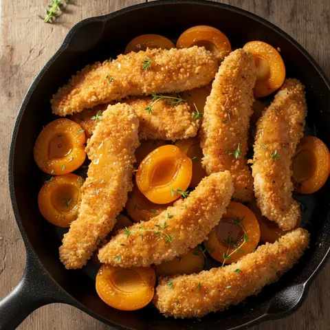 Poulet & abricots rôtis au thym miel