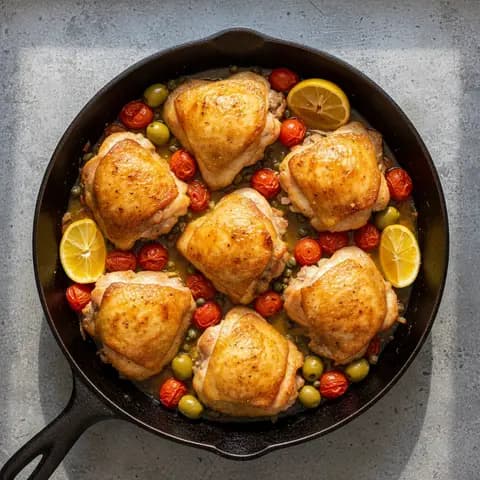 Poulet & citron câpres olives one-pan tomate